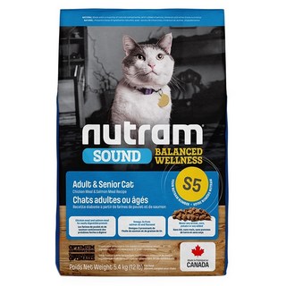 nutram 成貓/熟齡貓 均衡健康系列 乾飼料 S5, 雞肉 + 鮭魚, 5.4kg, 1袋