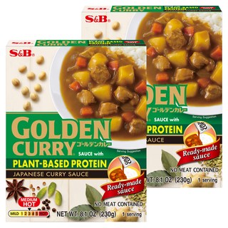 S&B 金牌植物蛋白咖哩醬 中辣, 2個, 230g