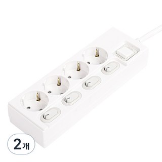One Stop 獨立開關電源延長線 4孔, 2個, 白色, 5m