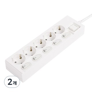 One Stop 強力延長線 獨立開關型 5孔, 2個, 白色, 1.5m