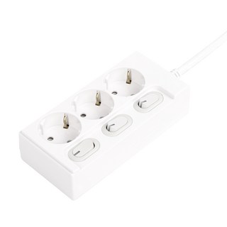 One Stop 移動式三孔多功能插座, 1.5m, 1個, 白色