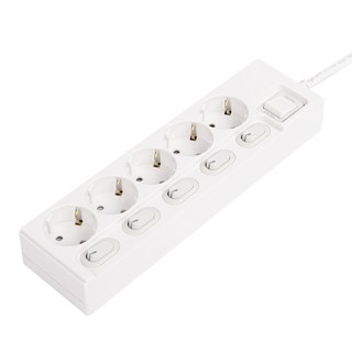 One Stop 過載斷電 省電 獨立開關 延長線 電線型 5孔, 1個, 白色, 1.5m
