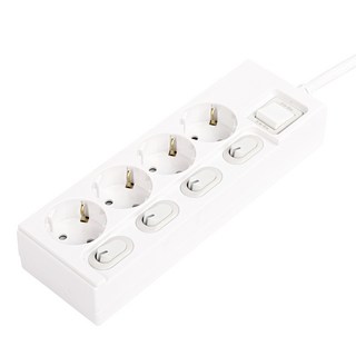 One Stop 防過載電源獨立開關延長線 4孔, 1個, 白色, 1.5m