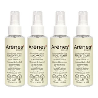 Arenes愛霓思乾洗手保濕潔淨精華 75%酒精 茶樹精油, 100ml, 4瓶