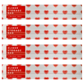 SHIMOYAMA 愛心滑扣夾鏈密封PE保鮮袋 收納袋, 大, 20個, 4盒