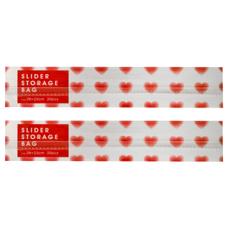 SHIMOYAMA 愛心滑扣夾鏈密封PE保鮮袋 收納袋, 大, 20個, 2盒
