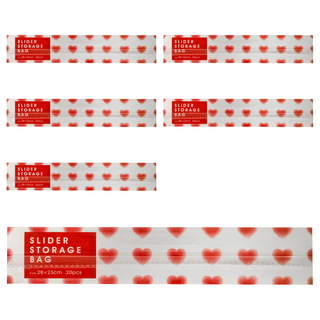 SHIMOYAMA 愛心滑扣夾鏈密封PE保鮮袋 收納袋, 大, 20個, 6盒