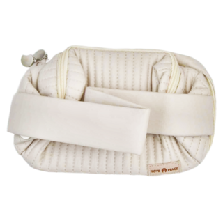LOVE PEACE 防水吐司蛋糕化妝包, 奶油白, 22.5 x 16 x 13cm