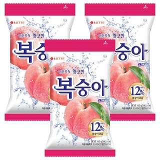롯데웰푸드 복숭아 캔디, 153g, 3개