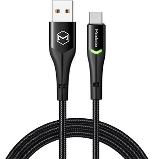 Macdodo指示燈A Type-C Type QC4.0充電數據傳輸線, 1m, 黑色(CA-7960), 1條