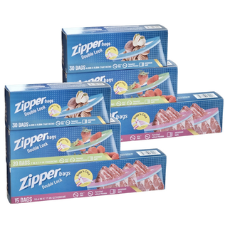 Solid 食品級矽膠雙鏈密封保鮮袋/抽取式保鮮冷藏密封袋/食品分裝袋, 大 15個 + 中 20個 + 小 30個, 65個裝, 2組