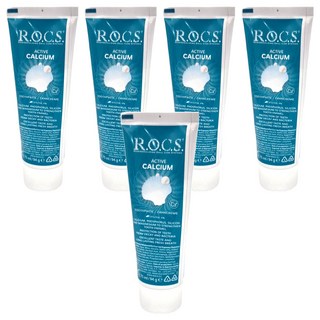 R.O.C.S. 天然精油活性鈣牙膏 不含氟 不含防腐劑 不含三氯生, 94g, 94ml, 5條