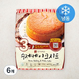 장가네제과 수제 화이트 케이크시트 3호 (냉동), 400g, 6개