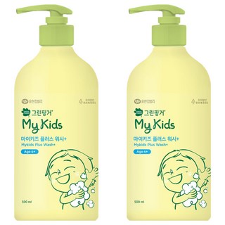 GREEN FINGER 綠手指 My Kids Plus 兒童溫和潔淨沐浴露 水蜜桃香, 2個, 500ml
