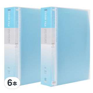 ECO Chungwoon PP材質透明文件夾 A4 100頁 天藍色, 6本