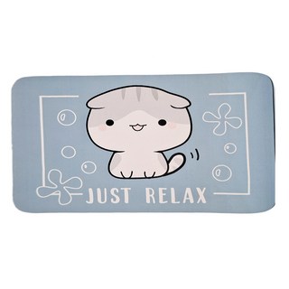 葉子小舖 吸水腳踏墊, 60 x 40cm, 藍底摺耳貓, 1組