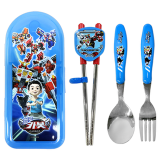 LE BARN Hello Carbot 全方位矯正筷子套組, 1個, 湯匙 + 筷子 + 叉子 + 收納盒, 藍色