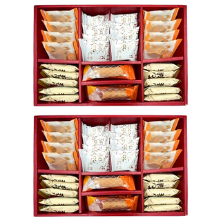 新竹福源 花生醬綜合餅乾禮盒 372g, 花生醬夾心酥 (8片) + 水滴蛋捲 (8片) + 花生醬有餡蛋捲 (4片) + 花生醬米棒 (10片), 2盒