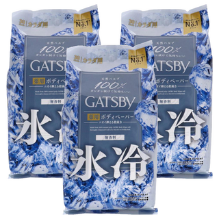 GATSBy 日本原裝進口 涼感身體濕紙巾 冰涼無香, 3個, 45g, 30張