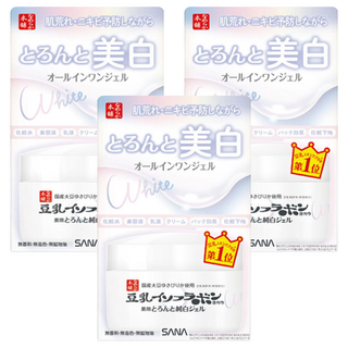 SANA 莎娜 豆乳美肌煥白多效凝膠霜N, 一瓶6效-短間保養完成! 豐盈質地多效合一輕鬆美白!, 100g, 3罐