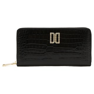 DAKS 女用 Belvedere DD Logo 牛皮拉鍊長夾 DCWA6E298BK