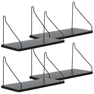 一字牆上置物架, 黑色, 4個