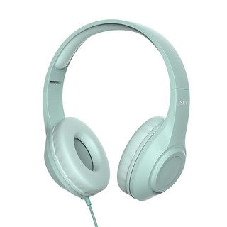 스카이 핏 어린이용 청력 보호 접이형 유선 헤드셋 H24, 민트, IM-H24