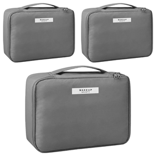 高顏質便攜式旅行化妝包, 灰色, 3個