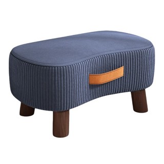 小麥購物 簡約絨布實木沙發凳 L1421 40 x 28 x 23cm, 1個, 深藍色