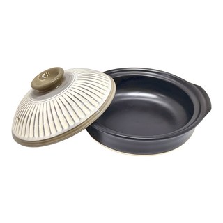 GINPO 銀峯 陶器 萬古燒菊花鍋 8號(27.5 x 25.5 x 14cm) 粉引白色 1.9L, 27.5cm, 1個