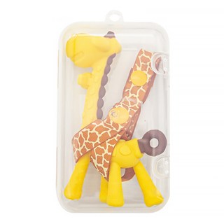 OhBabyLaugh 長頸鹿固齒器套裝 食品級矽膠, 固齒器+ 盒子 + 防掉鍊, 黃色, 1組