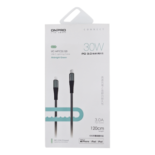 ONPRO 充電線 UC-MFIC2L, 120cm, 夜幕綠, 1條