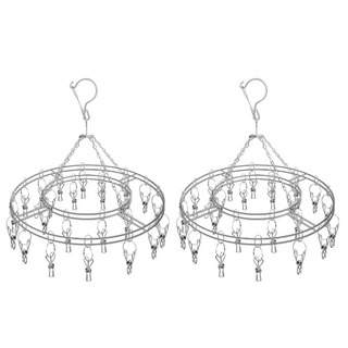 不鏽鋼曬衣架 圓形款 36 x 33 x 23cm, 銀色, 2個