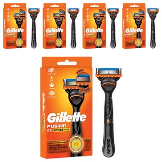 Gillette 吉列 正品 Fusion Power 刮鬍刀手柄 + 刀片組, 5套