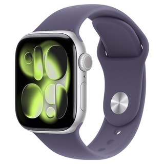 Apple 2025 Apple Watch S11 銀色鋁金屬, GPS + 行動網路, S/M霧紫色運動型錶帶, 42mm