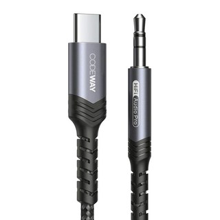 CODEWAY Type-C to AUX 高保真音質 音源線 1m, 黑色, 單一商品, 1條