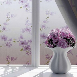 德利生活 300 x 90cm 紫梅情 靜電窗戶貼 玻璃裝飾貼膜, 1個