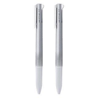 StyleFit 三色筆筆管 UE3H-208 有筆夾, 銀色, 2支