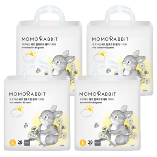 모모래빗 에코 컴포트핏 팬티형 기저귀 유아용, 대형(L), 112매
