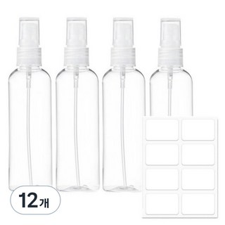 비타벨로 스프레이 여행용 화장품 소분 용기 100ml + 라벨스티커, 12개