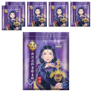 Mdmmd. 明洞國際 新涼感抑菌衛生棉 夜用型6片入，SGS驗證50.62倍吸水力，薄荷茶樹涼感精油, 夜用型(33cm), 6片, 6包