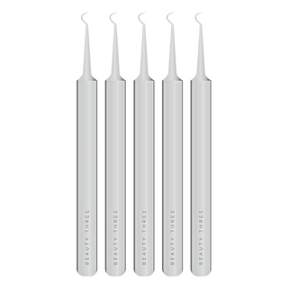 BEAUTY THREE 永和三美人 台灣公司貨 素顏拯救粉刺夾 彎鉤, 鐵色, 5支