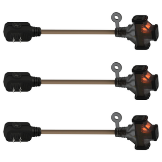 SUN JAKE 永旭電工 3插座耐熱動力軟線 F型平貼式插頭 厚度僅2.4公分, 0.3m, 沙色, 3條