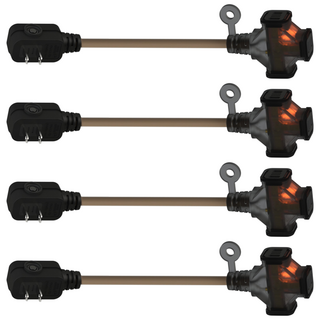 SUN JAKE 永旭電工 3插座耐熱動力軟線 F型平貼式插頭 厚度僅2.4公分, 0.3m, 沙色, 4條