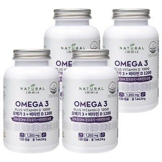 NATURAL immix Omega3 Plus維他命D 1200, 120顆, 4罐