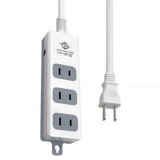 威電 過載斷電電源線組 CK2031 3插座 阻燃防火PC料 雙層被覆電源線, 2.7m, 白色 + 灰色, 1個