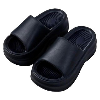 厚底增高拖鞋 A575 36~37 黑色 增高顯瘦 舒適居家, 1雙