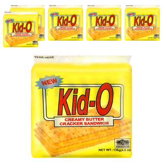 Kid-O 三明治餅乾 奶油口味, 經典口味，香濃好吃，酥脆可口, 136g, 6袋