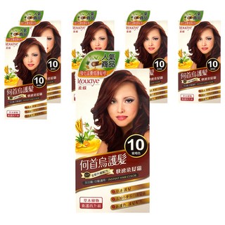 Roudye 柔蝶 何首烏護髮染髮霜 全新草本配方 灰白髮/白髮適用 快速染髮霜, 10號 蜜褐色, 6盒