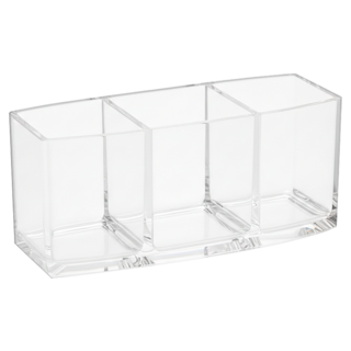 Bujaoppa 壓克力三格方形化妝刷具收納盒, 1個, 透明色